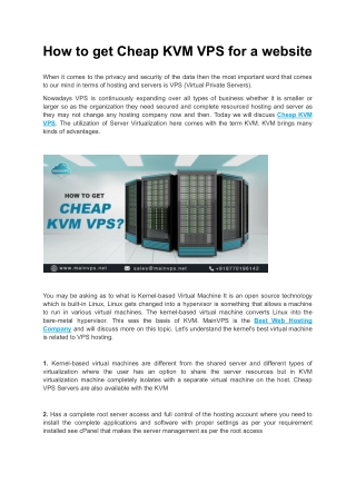 How to get Cheap KVM VPS for a website