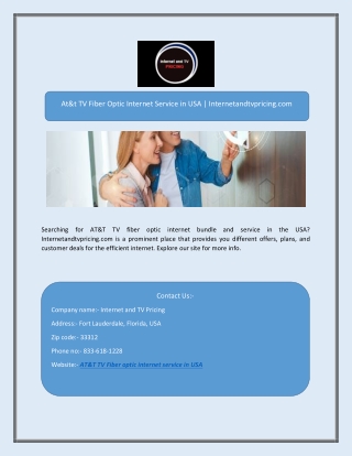 At&t TV Fiber Optic Internet Service in USA | Internetandtvpricing.com