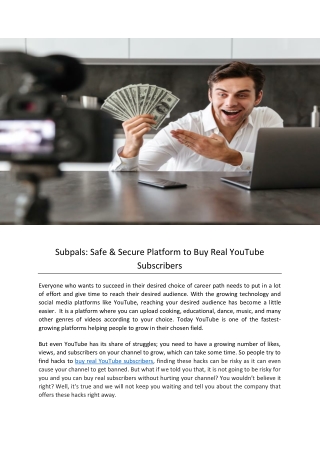 Subpals Safe & Secure Platform to Buy Real YouTube Subscribers-converted