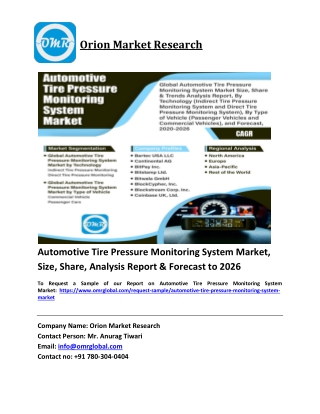 Automotive Tire Pressure Monitoring System Market Trends, Size, Competitive Anal