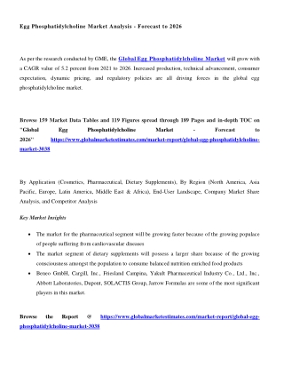 Global Egg Phosphatidylcholine Market - Forecasts to 2026