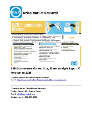B2B E-commerce Market Trends, Size, Competitive Analysis and Forecast 2019-2025