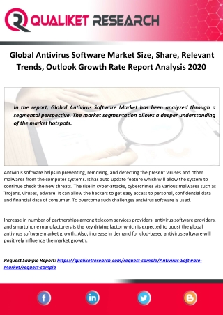 Global Antivirus Software Market Size, Share, Relevant Trends, Outlook Growth Rate Report Analysis 2020