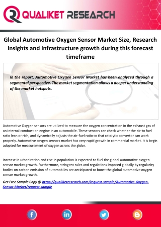 Global Automotive Oxygen Sensor Market Size, Research Insights and Infrastructure growth during this forecast timeframe