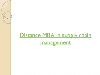 Distance MBA in Supply Chain Management from NMIMS