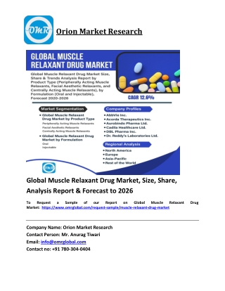 Global Muscle Relaxant Drug Market Trends, Size, Competitive Analysis and Foreca