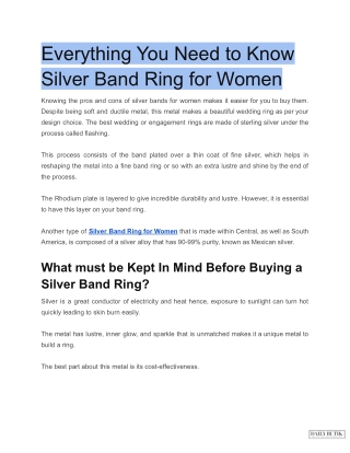 Everything You Need to Know Silver Band Ring for Women
