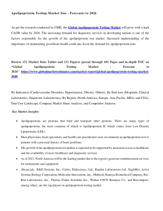 Global Apolipoprotein Testing Market - Forecasts to 2026