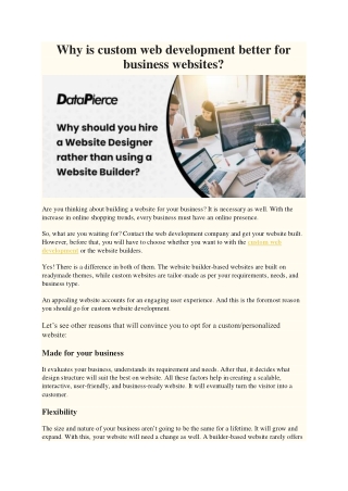Why is custom web development better for business websites