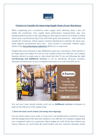 4 Factors to Consider for Improving Supply Chain of your Warehouse