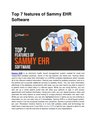 Top 7 features of Sammy EHR Software