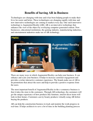 Benefits of having AR in Business