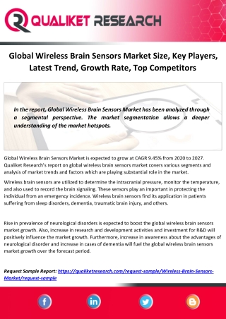 Global Wireless Brain Sensors Market Size, Key Players, Latest Trend, Growth Rate, Top Competitors