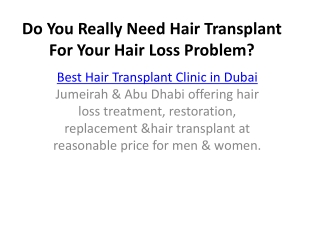Hair Transplant For Your Hair Loss Problem in dubai