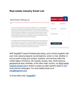 Real estate industry Email List