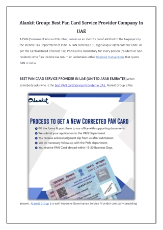 ALANKIT GROUP - BEST PAN CARD SERVICE PROVIDER COMPANY IN UAE