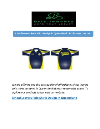 School Leavers Polo Shirts Design in Queensland | Brizleavers.com.au