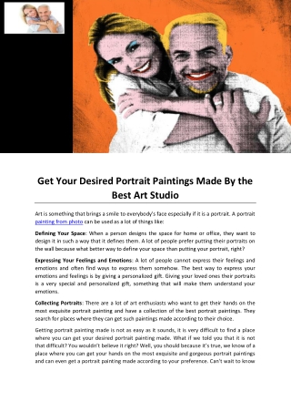 Get Your Desired Portrait Paintings Made By the Best Art Studio