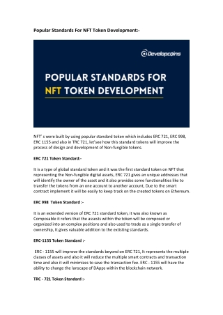 Popular NFT Standard Tokens