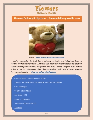 Flowers Delivery Philippines | Flowersdeliverymanila.com