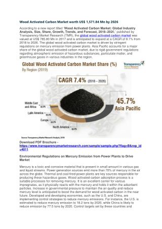 Wood Activated Carbon Market worth US$ 1,571.84 Mn by 2026