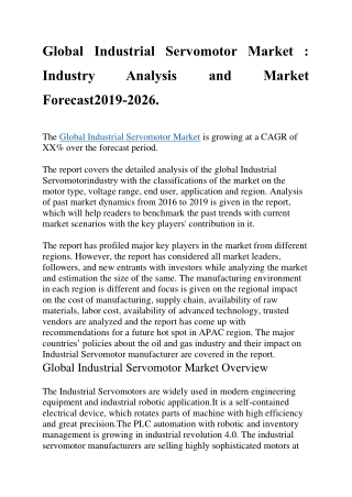 Global Industrial Servomotor Market