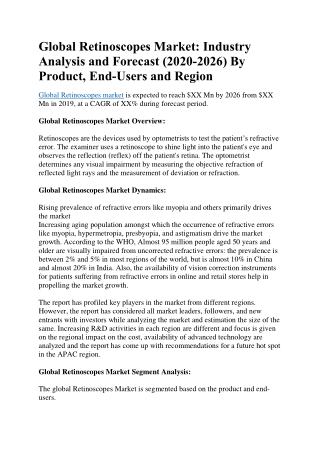 Global Retinoscopes Market