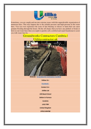 Groundworks Contractors Cumbria | Utilitycontractor.uk