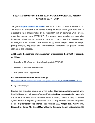 Future Scope Of Biopharmaceuticals Market By Top Key Players