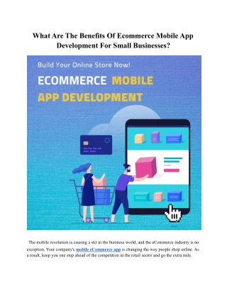 What Are The Benefits Of Ecommerce Mobile App Development For Small Businesses