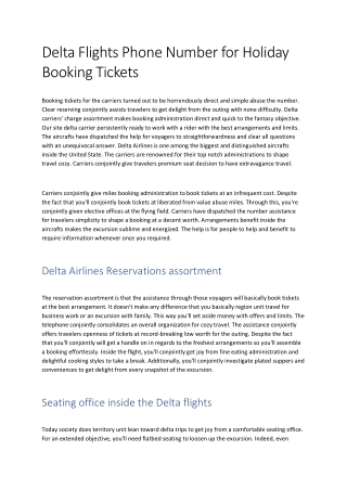 Delta Flights Phone Number for Holiday Booking Tickets