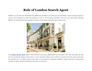 Role of London Search Agent