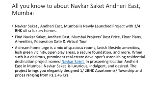 All you know to about Navkar Saket Andheri