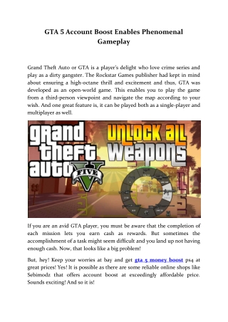 GTA 5 Account Boost Enables Phenomenal Gameplay-converted
