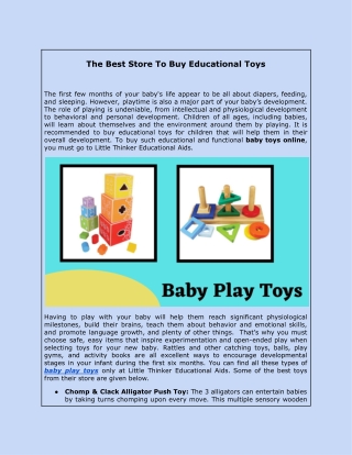 The Best Store To Buy Educational Toys