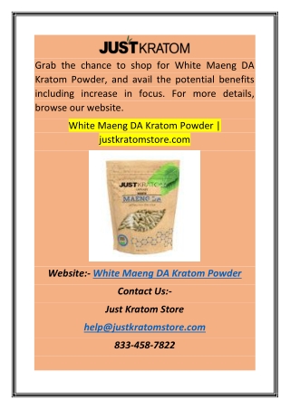 White Maeng DA Kratom Powder | justkratomstore.com