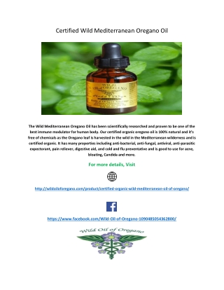 Certified Wild Mediterranean Oregano Oil