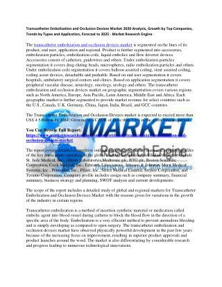 Transcatheter Embolization and Occlusion Devices Market