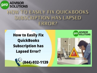 Quickbooks subscription has lapsed error| Precisely Address Guide