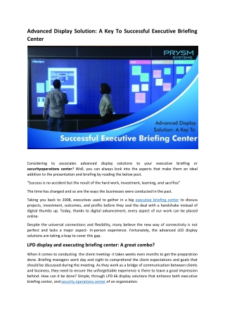 Advanced Display Solution A Key To Successful Executive Briefing Center-converted