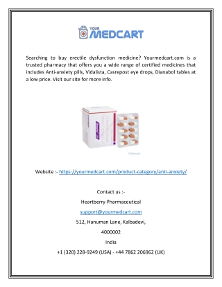 Buy Anti-anxiety Pills  Yourmedcart.com