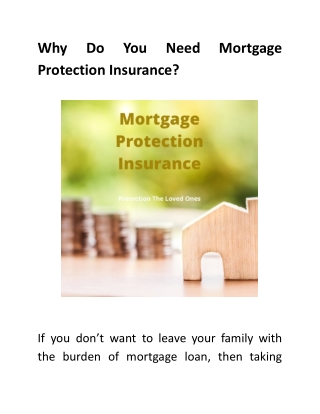 Why Do You Need Mortgage Protection Insurance?
