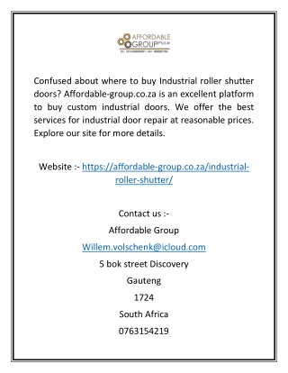 Industrial Doors  Affordable-group.co.za