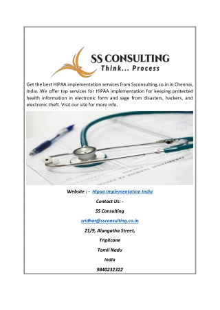 HIPAA Implementation India | Ssconsulting.co.in