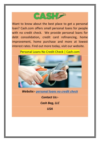 Personal Loans No Credit Check | Cash.com