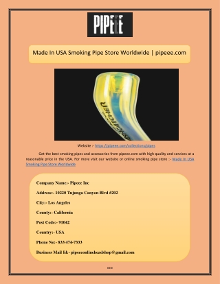 Made In USA Smoking Pipe Store Worldwide  pipeee