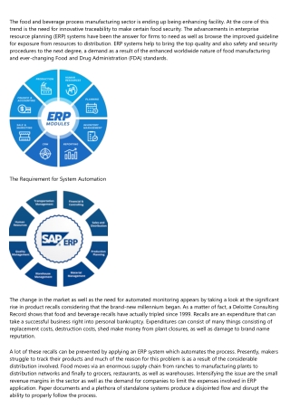 Advancements in Food Safety Utilizing ERP Systems