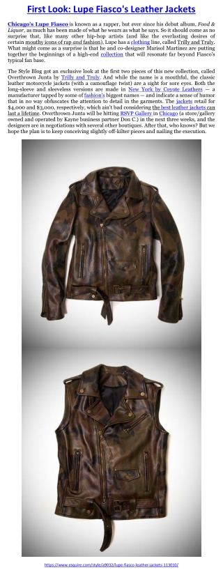 First Look-Lupe Fiasco's Leather Jackets