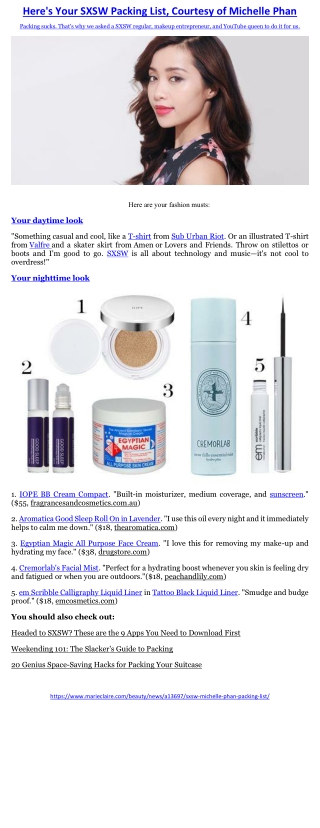 Here's Your SXSW Packing List, Courtesy of Michelle Phan