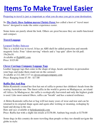 Items To Make Travel Easier